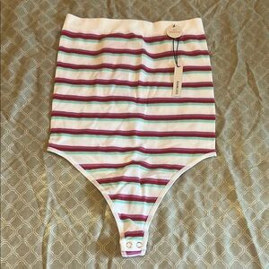 Striped High-Waisted Bodysuit
